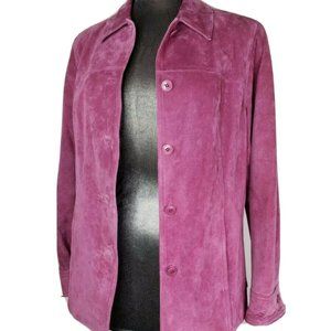 Kate Hill Womens Pink Leather Suede Jacket Size 10